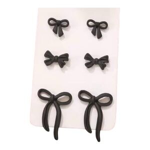 Black Bow Earrings Set